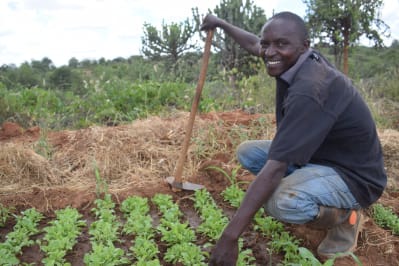 Augustine Kavoi on his farm - Southeast Kenya